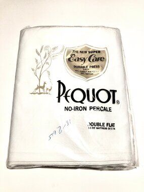 Vintage Pequot No-Iron Percale Full Flat Sheet NOS